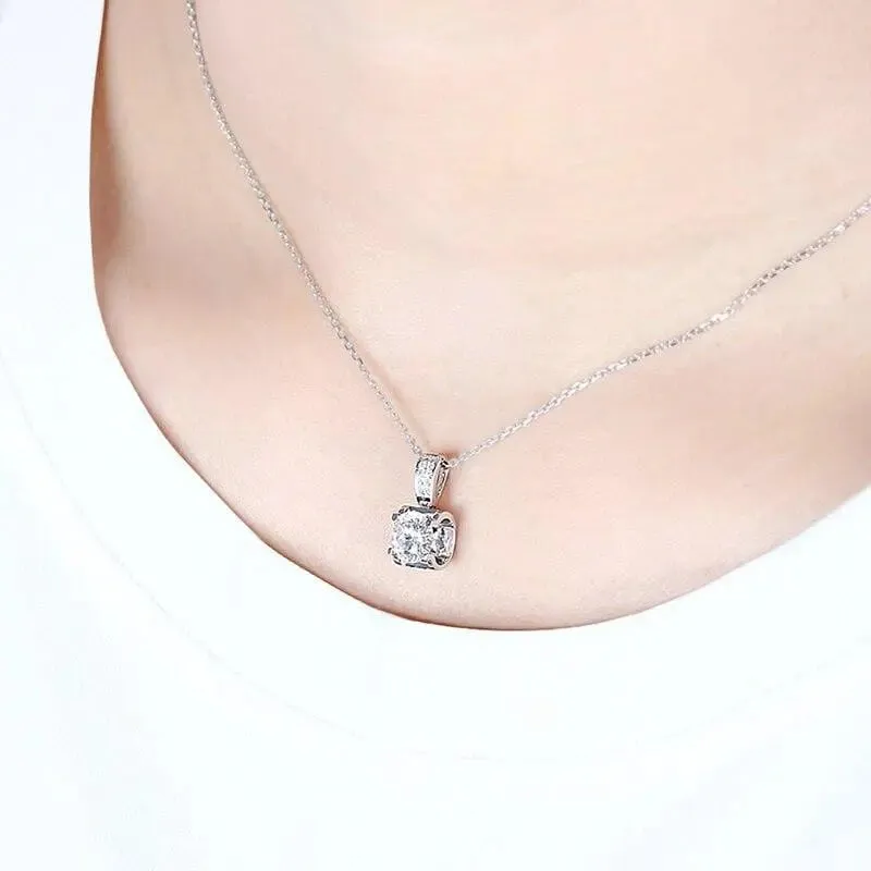 14k White Gold Moissanite Necklace 1.04ct Total