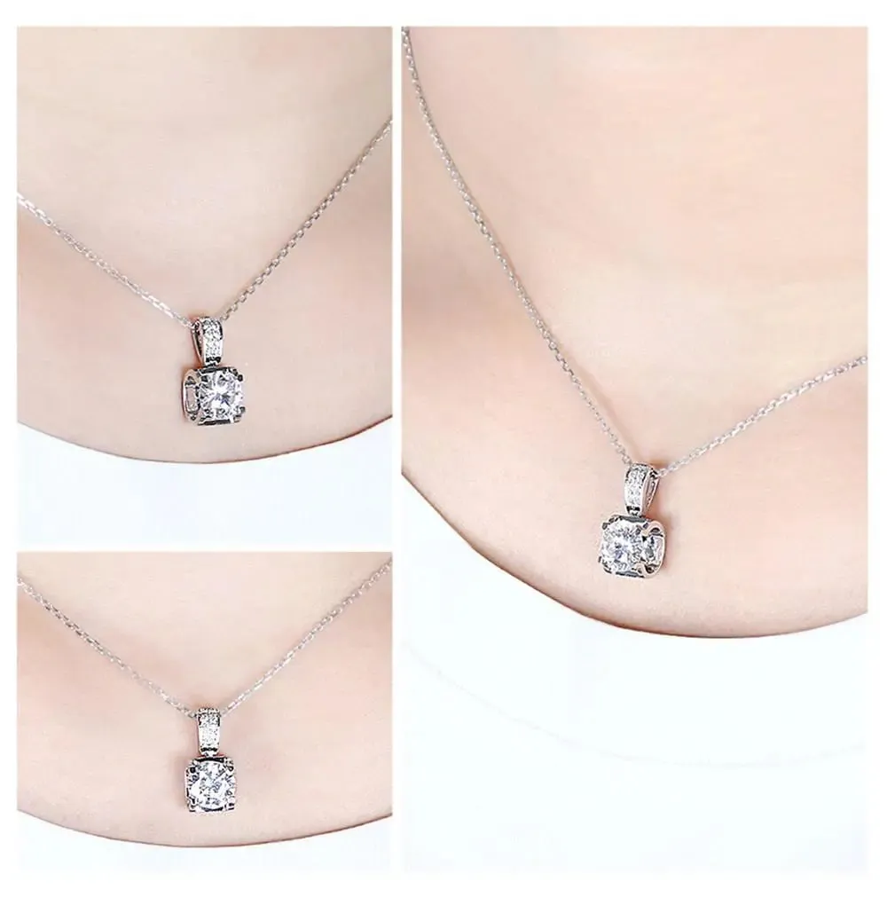 14k White Gold Moissanite Necklace 1.04ct Total