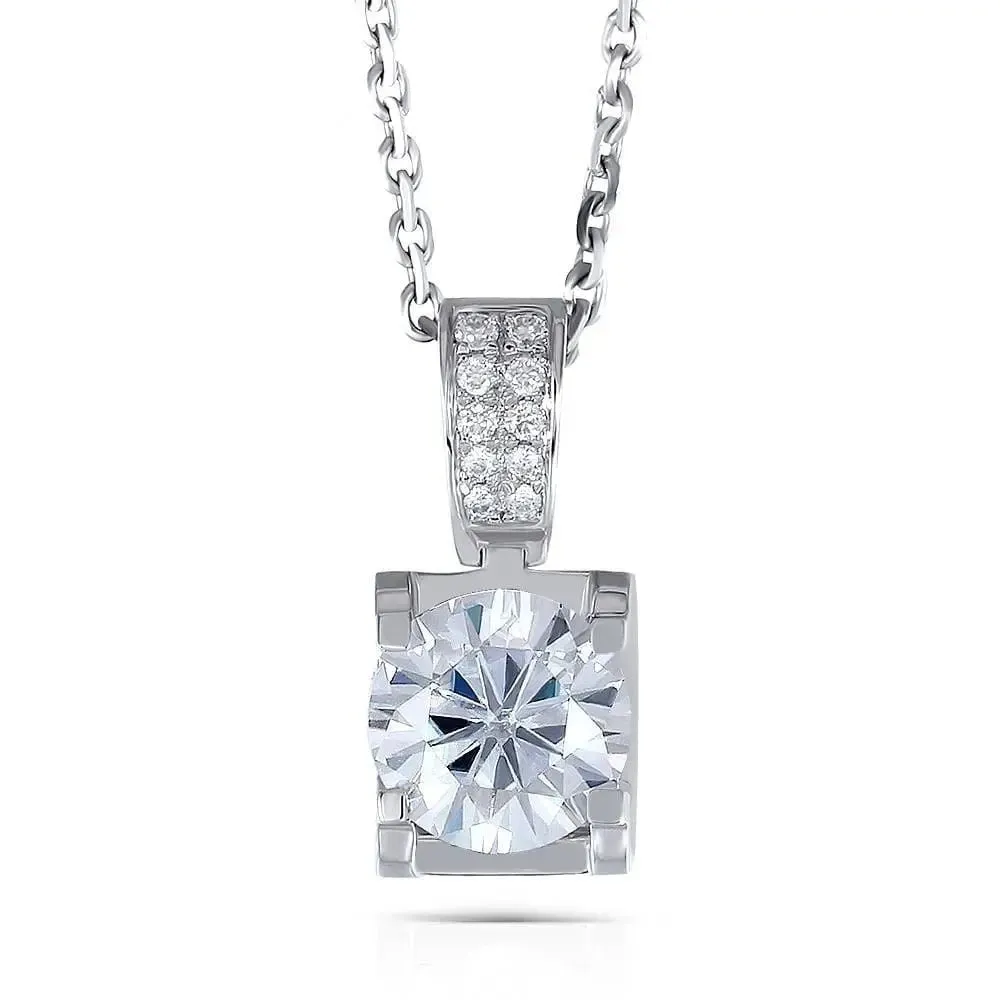 14k White Gold Moissanite Necklace 1.04ct Total