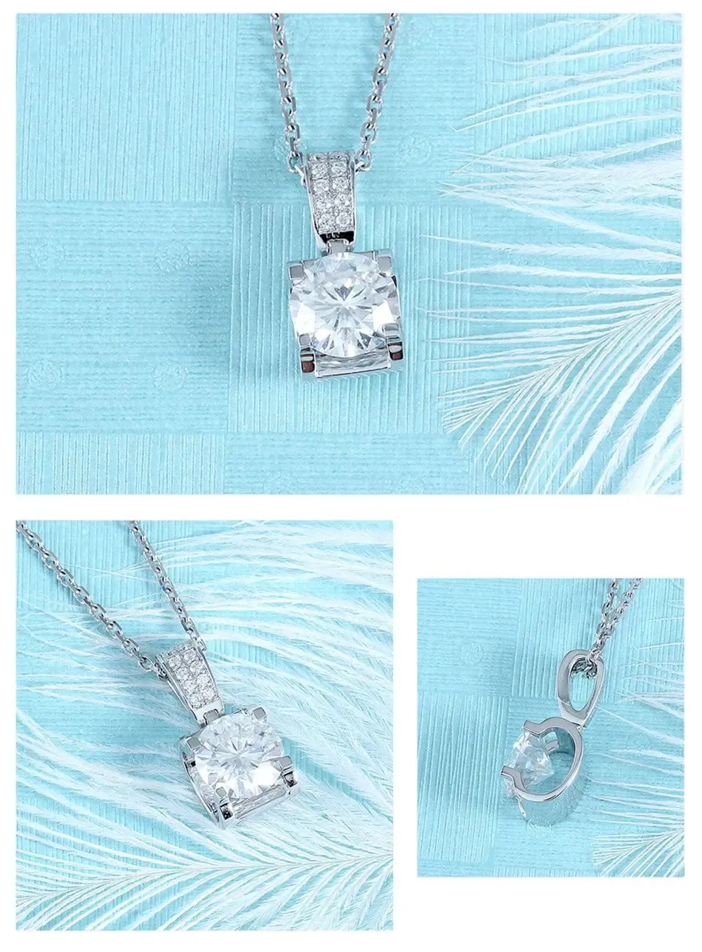 14k White Gold Moissanite Necklace 1.04ct Total