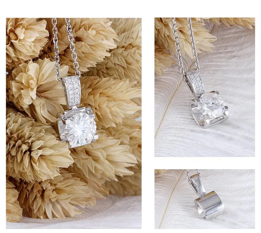 14k White Gold Moissanite Necklace 1.04ct Total
