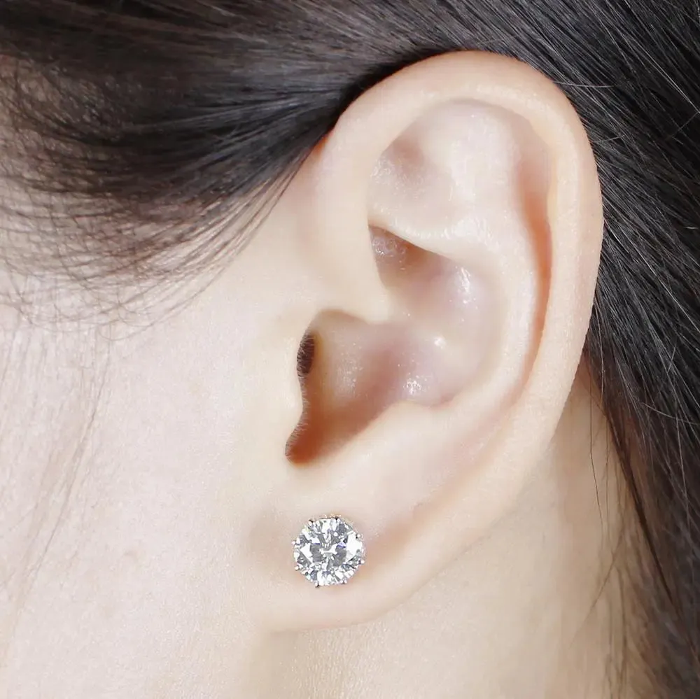 14k White / Yellow / Rose Gold Hidden Halo Stud Moissanite Earrings 2ctw