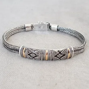 14kt Gold Inlay in .925 Sterling Silver Bracelet from Bali