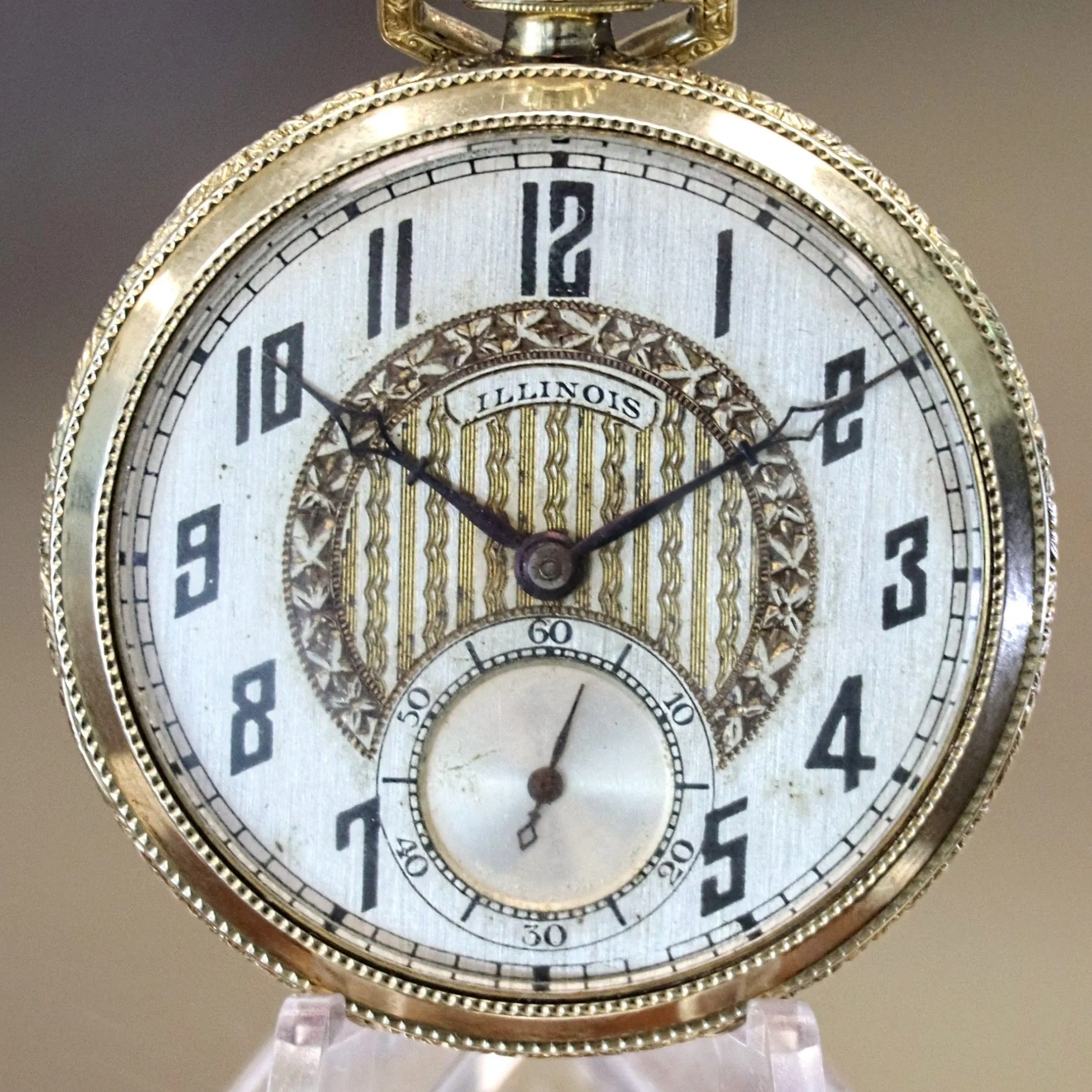 1922 ILLINOIS Dress Pocket Watch Openface 12s Grade 406 19 Jewels Adjusted 3 Positions Fancy Engraved Case