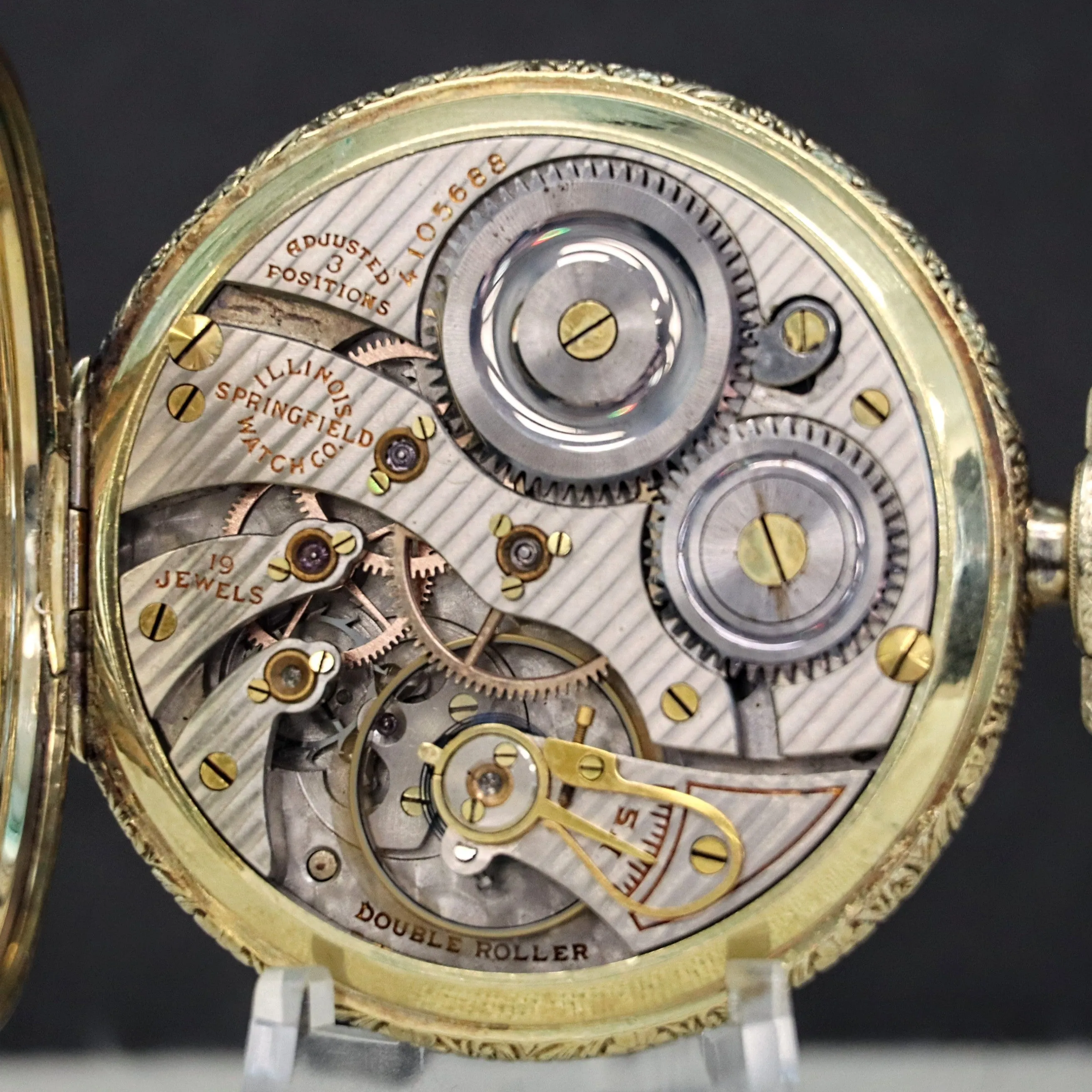 1922 ILLINOIS Dress Pocket Watch Openface 12s Grade 406 19 Jewels Adjusted 3 Positions Fancy Engraved Case