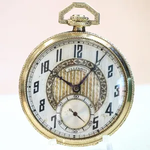 1922 ILLINOIS Dress Pocket Watch Openface 12s Grade 406 19 Jewels Adjusted 3 Positions Fancy Engraved Case