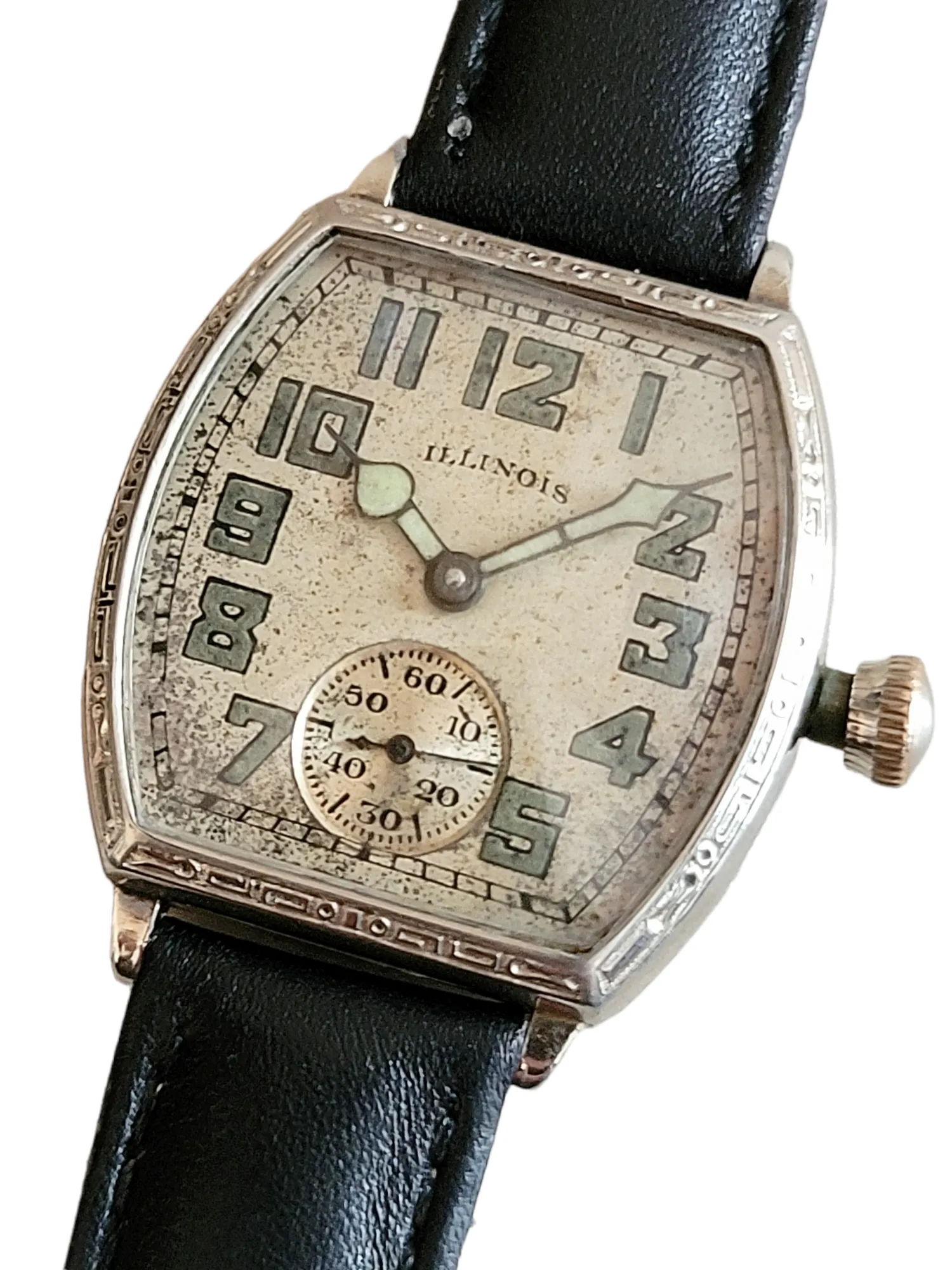 1930 ILLINOIS Whippet / Tonneau Watch 17 Jewels Cal. 307 Art Deco Engraved U.S.A.