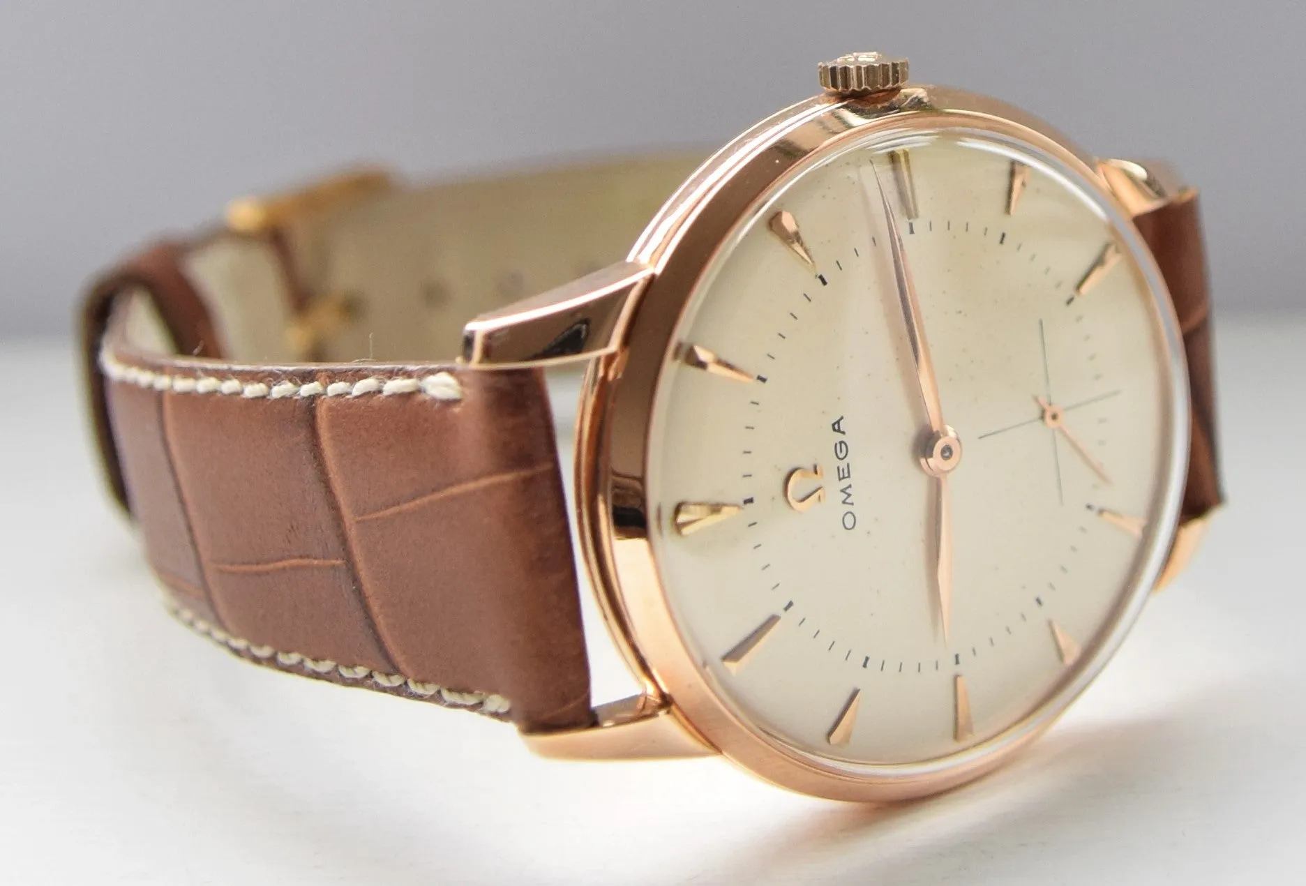 1954 Jumbo Omega with Sub Seconds Model 2687 in 18ct Pink Gold Case