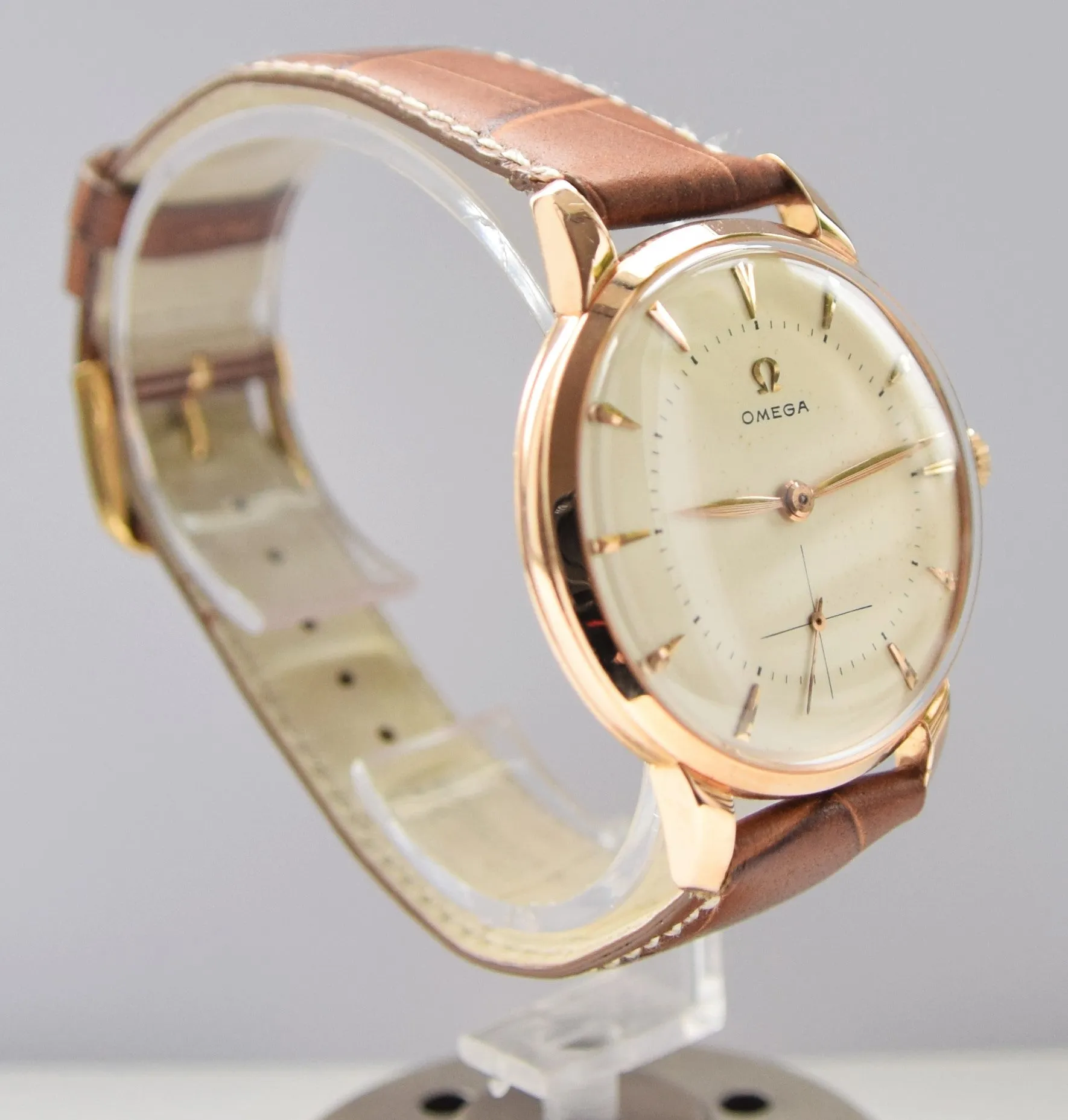 1954 Jumbo Omega with Sub Seconds Model 2687 in 18ct Pink Gold Case