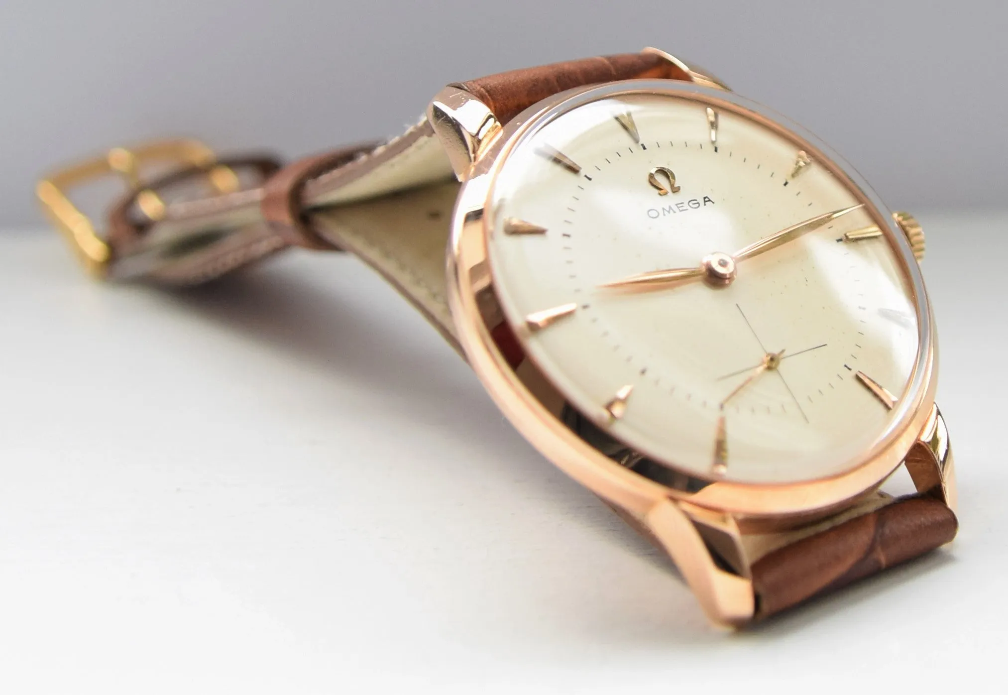 1954 Jumbo Omega with Sub Seconds Model 2687 in 18ct Pink Gold Case