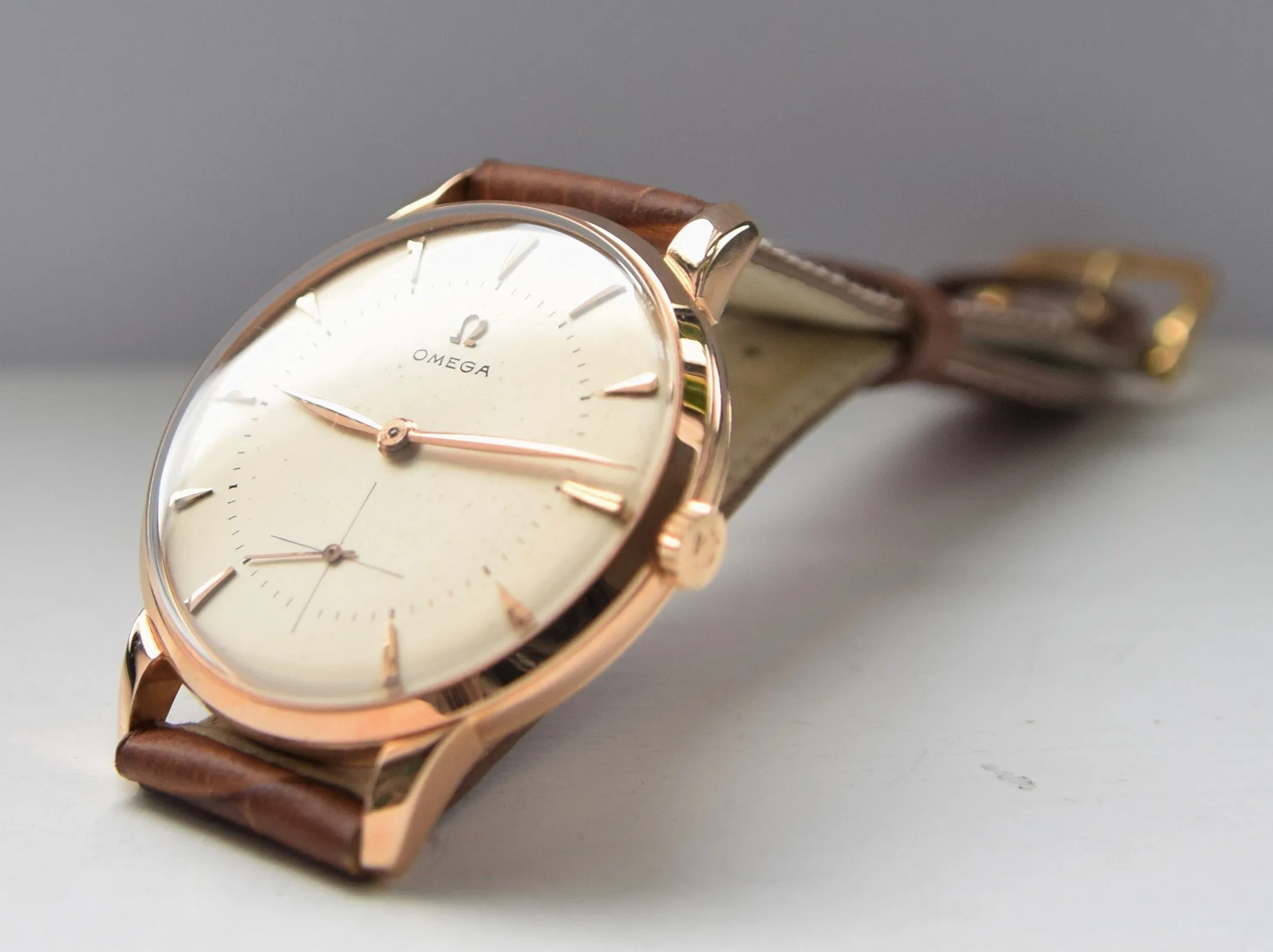 1954 Jumbo Omega with Sub Seconds Model 2687 in 18ct Pink Gold Case