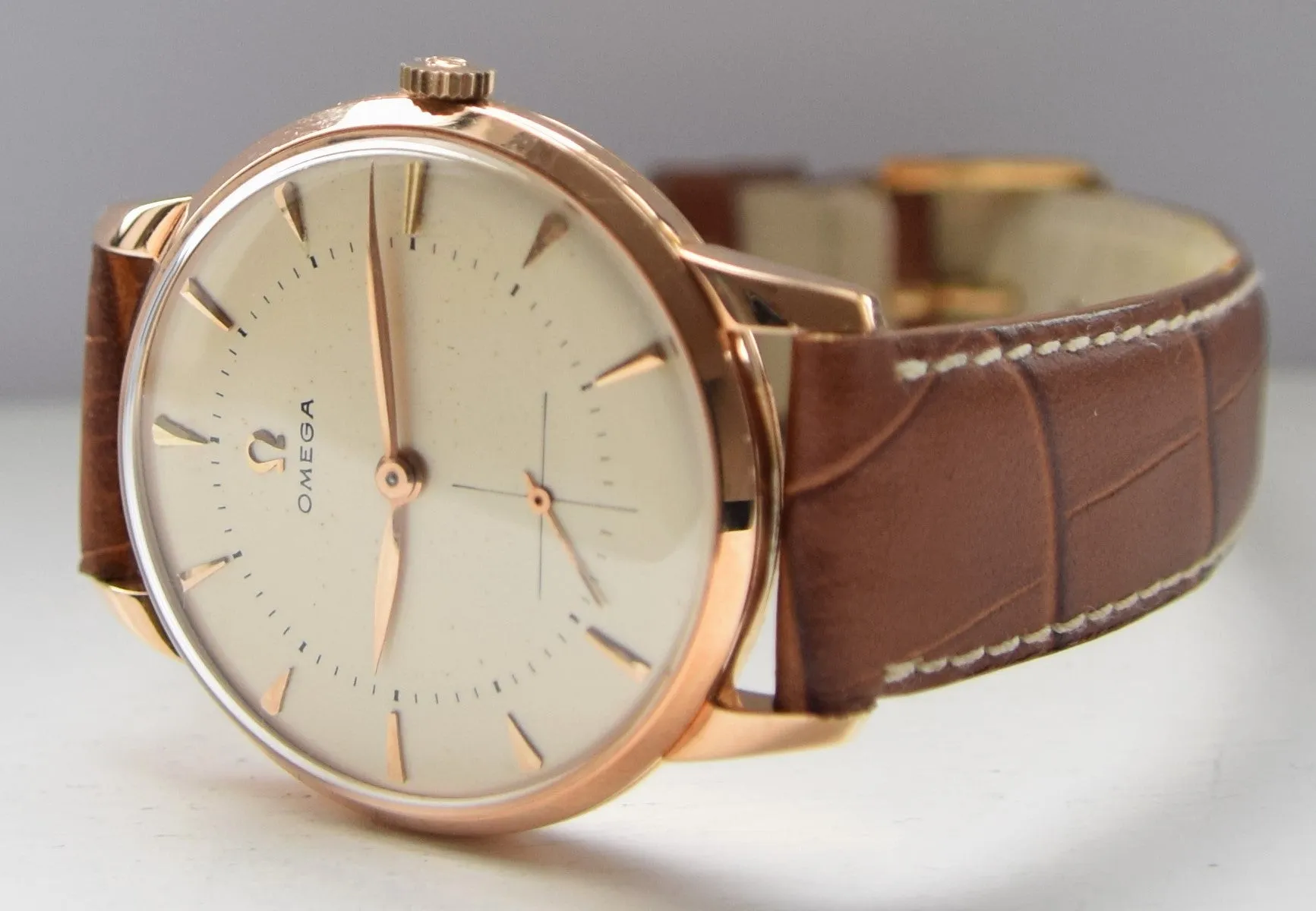1954 Jumbo Omega with Sub Seconds Model 2687 in 18ct Pink Gold Case