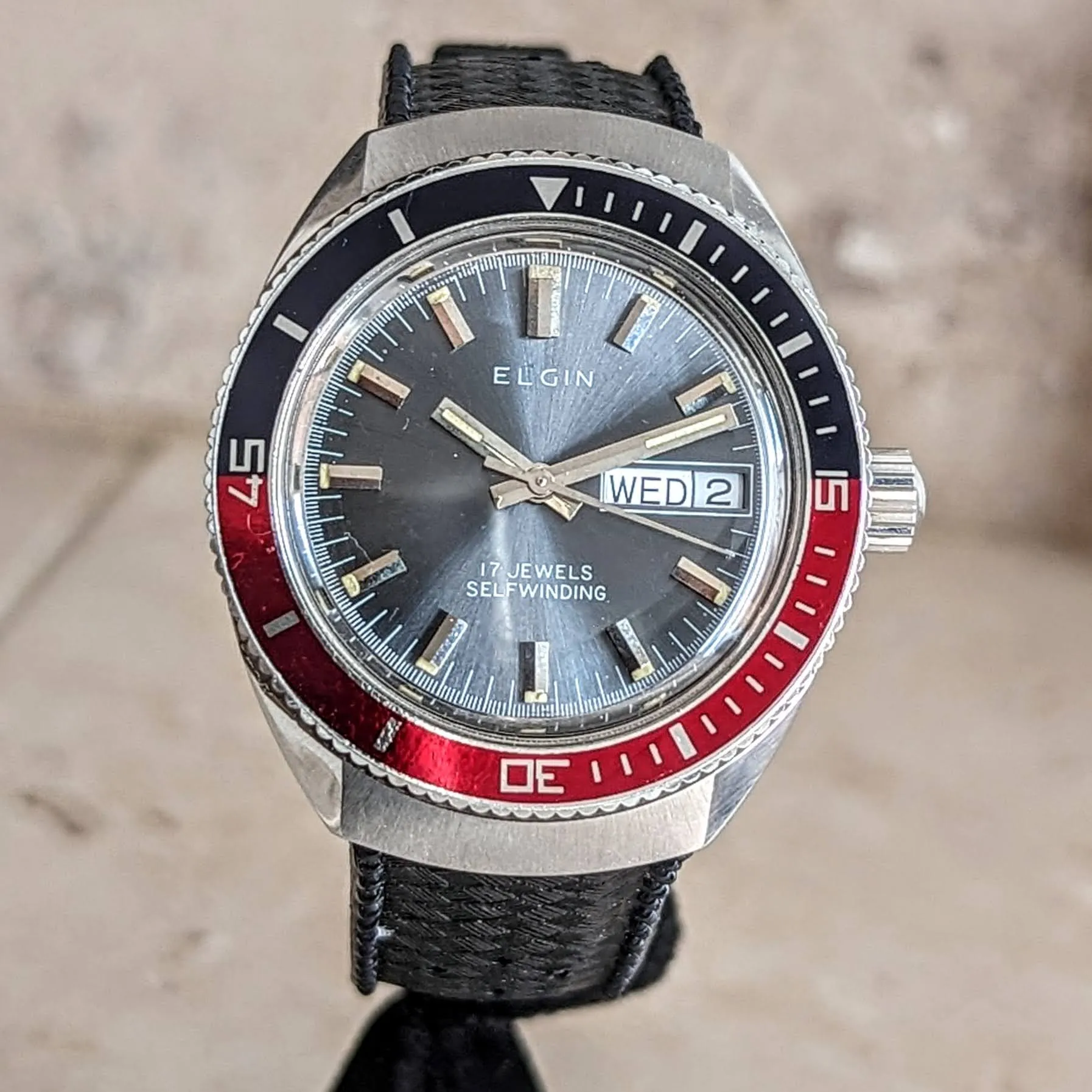 1960s ELGIN Diver Automatic Wristwatch Day/Date Ref. DH6312 Cal. ETA 2879 Watch