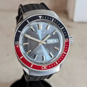 1960s ELGIN Diver Automatic Wristwatch Day/Date Ref. DH6312 Cal. ETA 2879 Watch