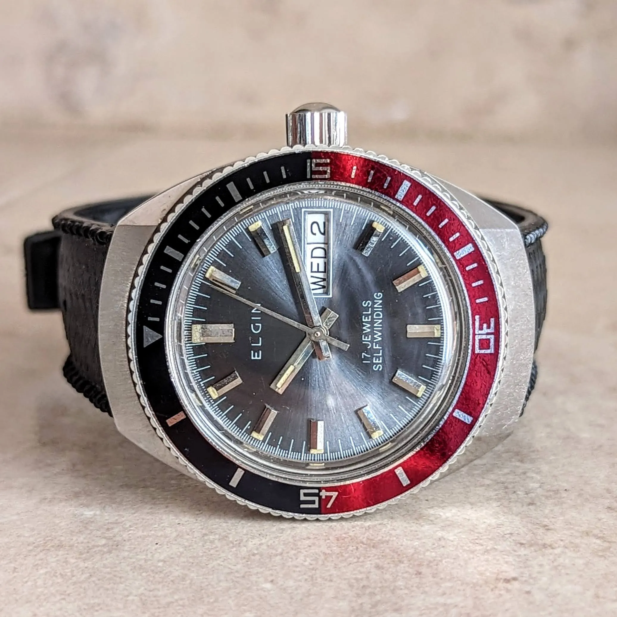 1960s ELGIN Diver Automatic Wristwatch Day/Date Ref. DH6312 Cal. ETA 2879 Watch