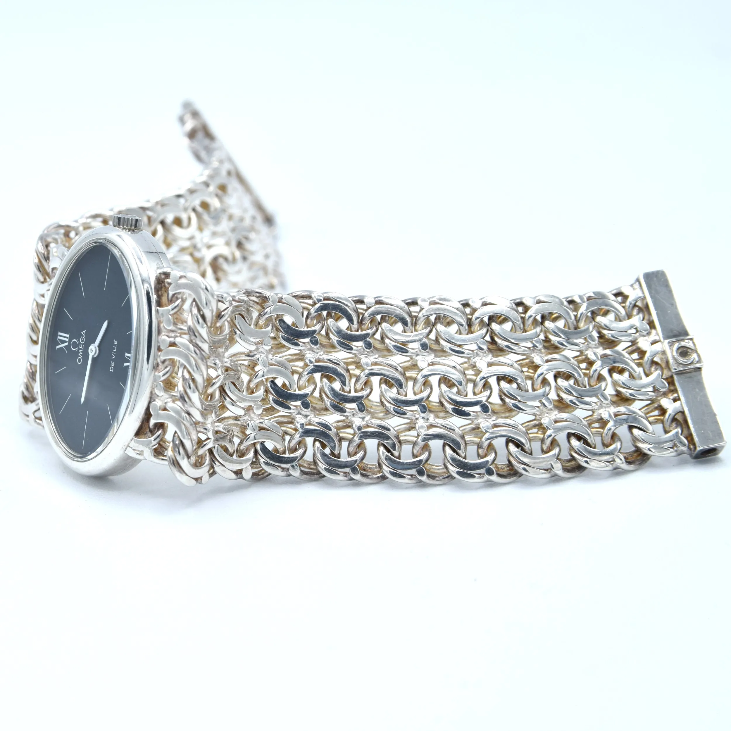 1972 Omega Rare & unusual De Ville “Jeux D’Argent” 8349 silver Bracelet Watch Andrew Grima designed