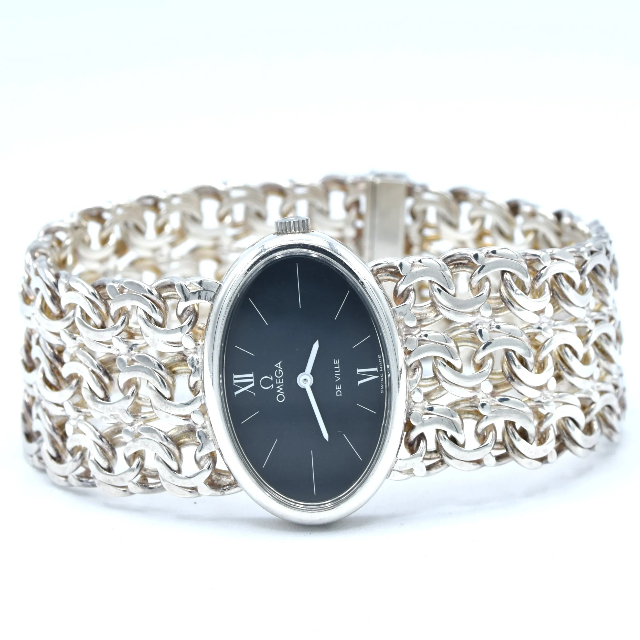 1972 Omega Rare & unusual De Ville “Jeux D’Argent” 8349 silver Bracelet Watch Andrew Grima designed