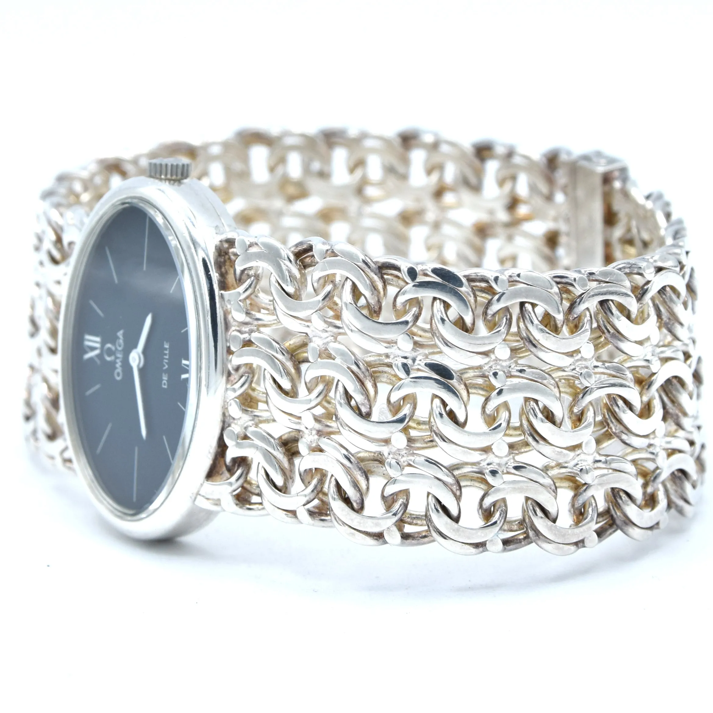 1972 Omega Rare & unusual De Ville “Jeux D’Argent” 8349 silver Bracelet Watch Andrew Grima designed