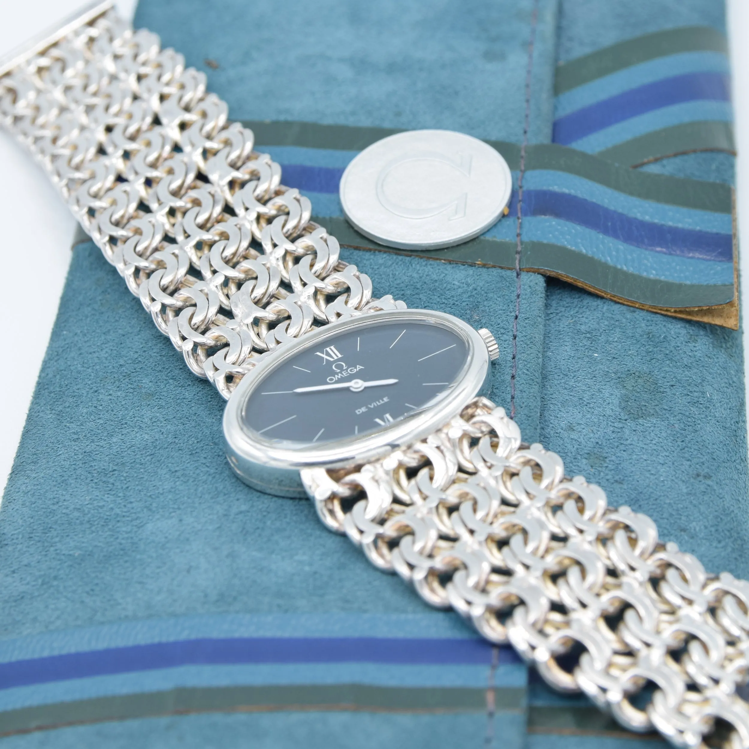 1972 Omega Rare & unusual De Ville “Jeux D’Argent” 8349 silver Bracelet Watch Andrew Grima designed