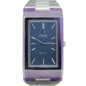 1974 Omega Rare & Special De Ville New Old Stock Automatic Stainless Steel Bracelet Watch 155.007 Blue Dial