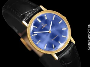 1975 Omega Geneve Vintage Mens Midsize Handwound Watch - 18K Gold Plated Stainless Steel