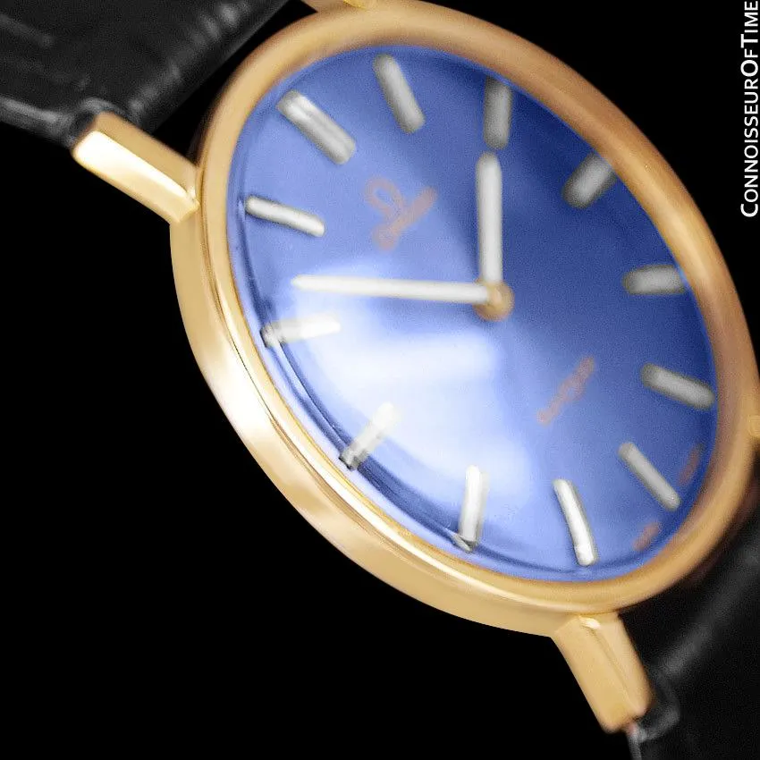 1975 Omega Geneve Vintage Mens Midsize Handwound Watch - 18K Gold Plated Stainless Steel