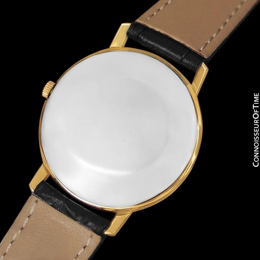 1975 Omega Geneve Vintage Mens Midsize Handwound Watch - 18K Gold Plated Stainless Steel
