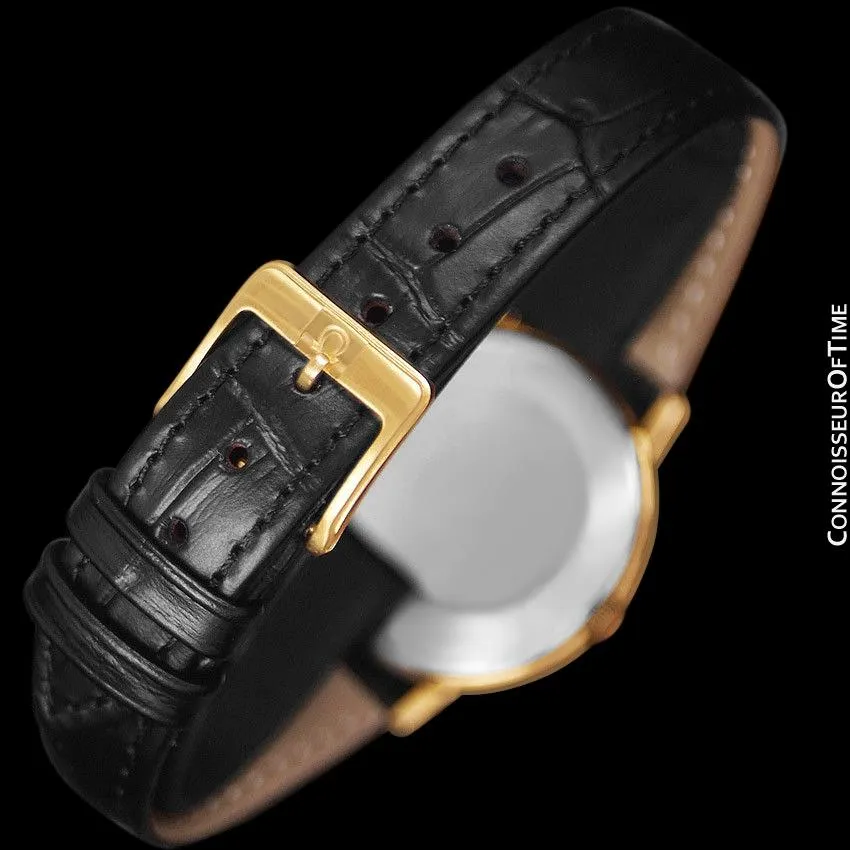 1975 Omega Geneve Vintage Mens Midsize Handwound Watch - 18K Gold Plated Stainless Steel