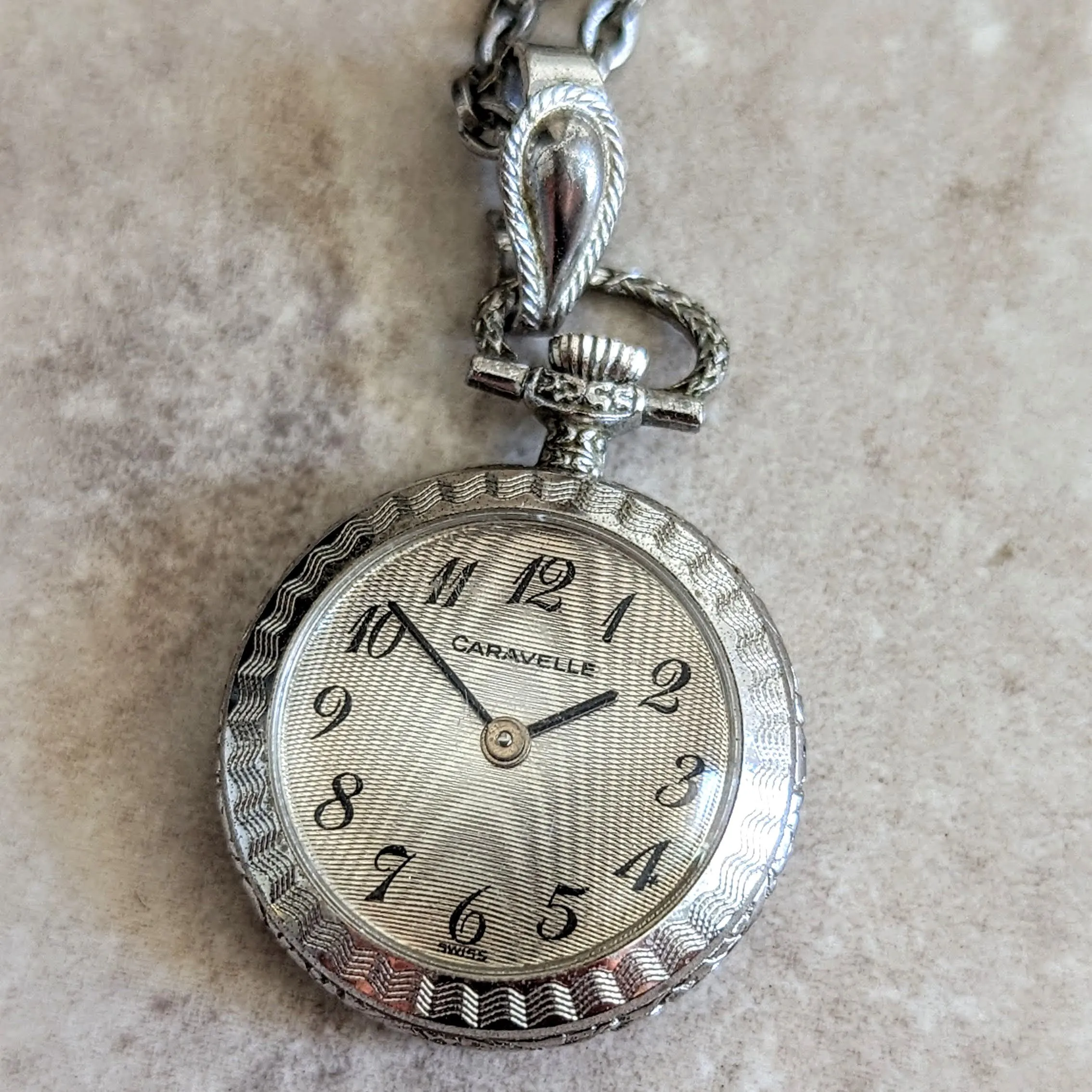 1978 CARAVELLE by Bulova Pendent Ladies Wristwatch 7 Jewels Vintage Swiss Watch