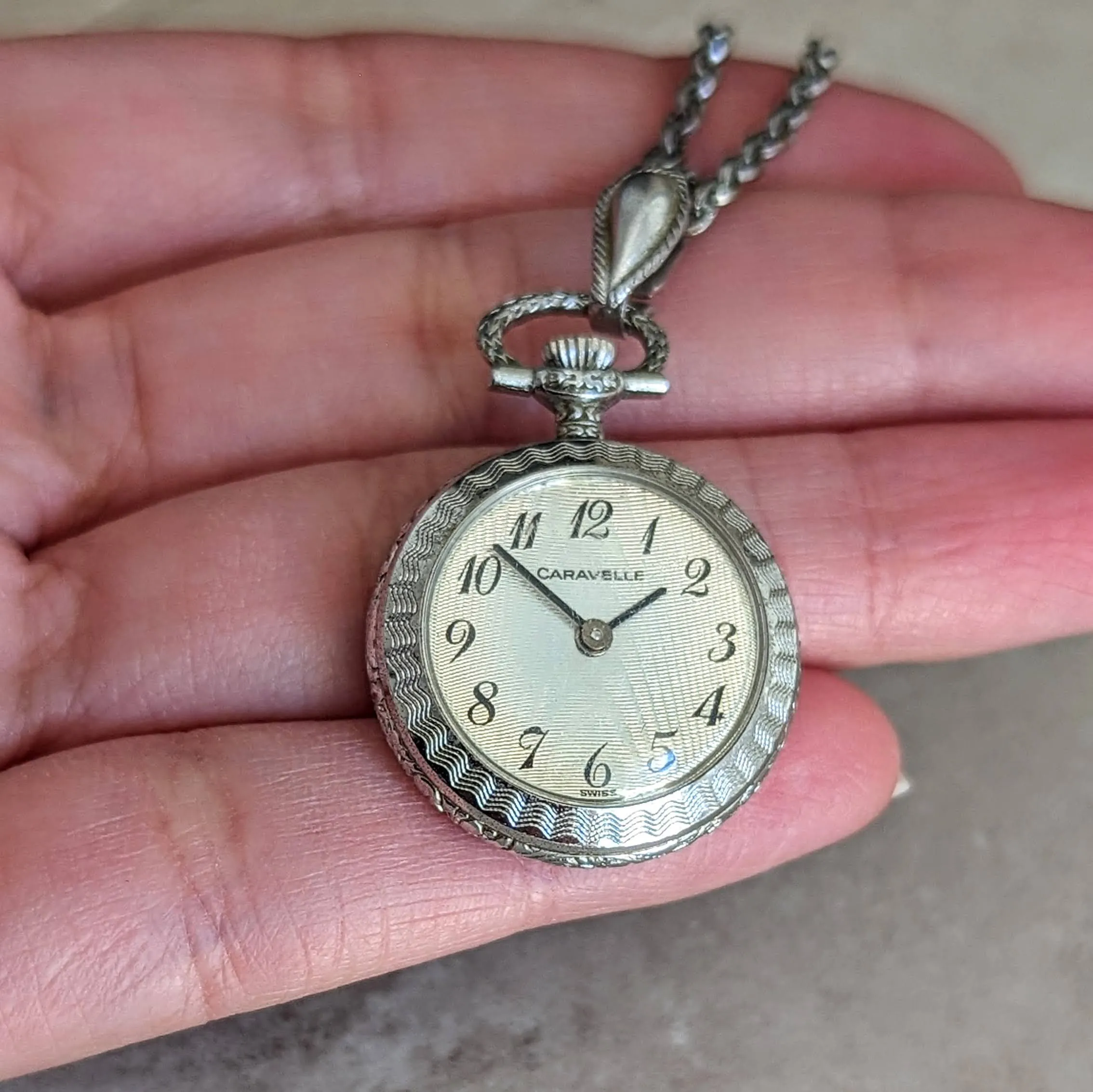 1978 CARAVELLE by Bulova Pendent Ladies Wristwatch 7 Jewels Vintage Swiss Watch