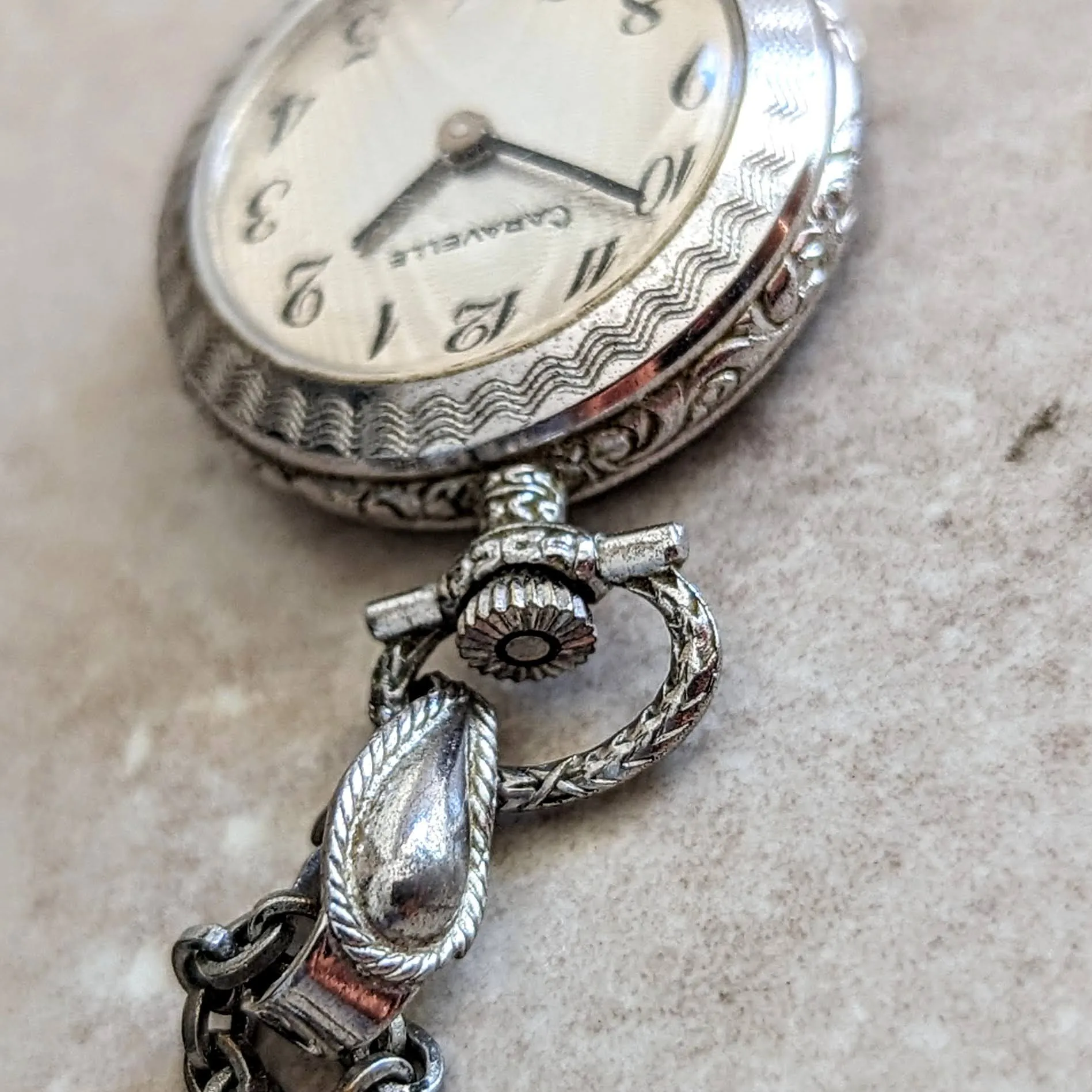 1978 CARAVELLE by Bulova Pendent Ladies Wristwatch 7 Jewels Vintage Swiss Watch