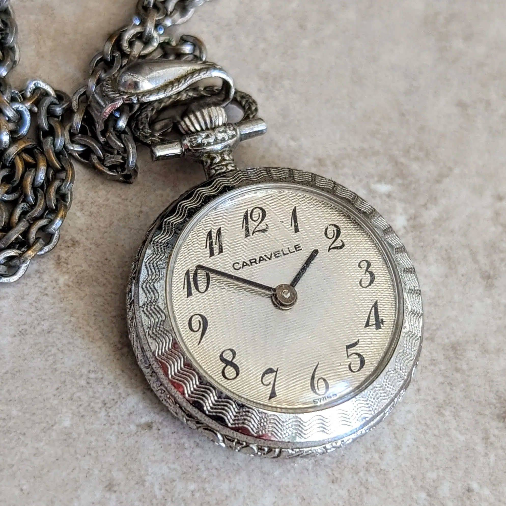1978 CARAVELLE by Bulova Pendent Ladies Wristwatch 7 Jewels Vintage Swiss Watch
