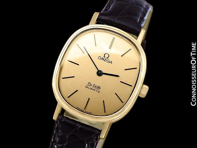 1980 Omega De Ville Vintage Mens Midsize Watch - 18K Gold Plated & Stainless Steel