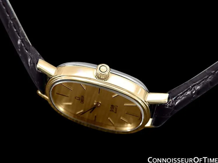 1980 Omega De Ville Vintage Mens Midsize Watch - 18K Gold Plated & Stainless Steel