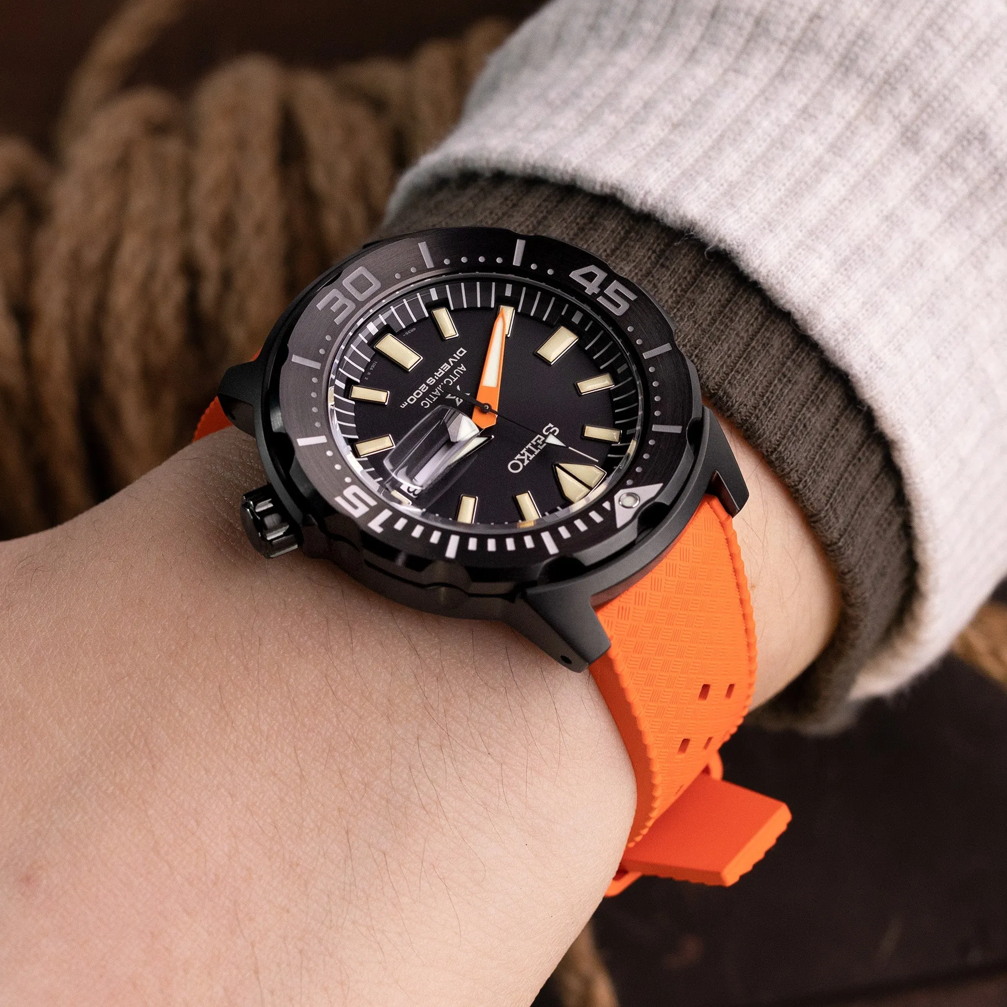 20mm Quick Release Tropical-Style FKM rubber watch strap, Orange