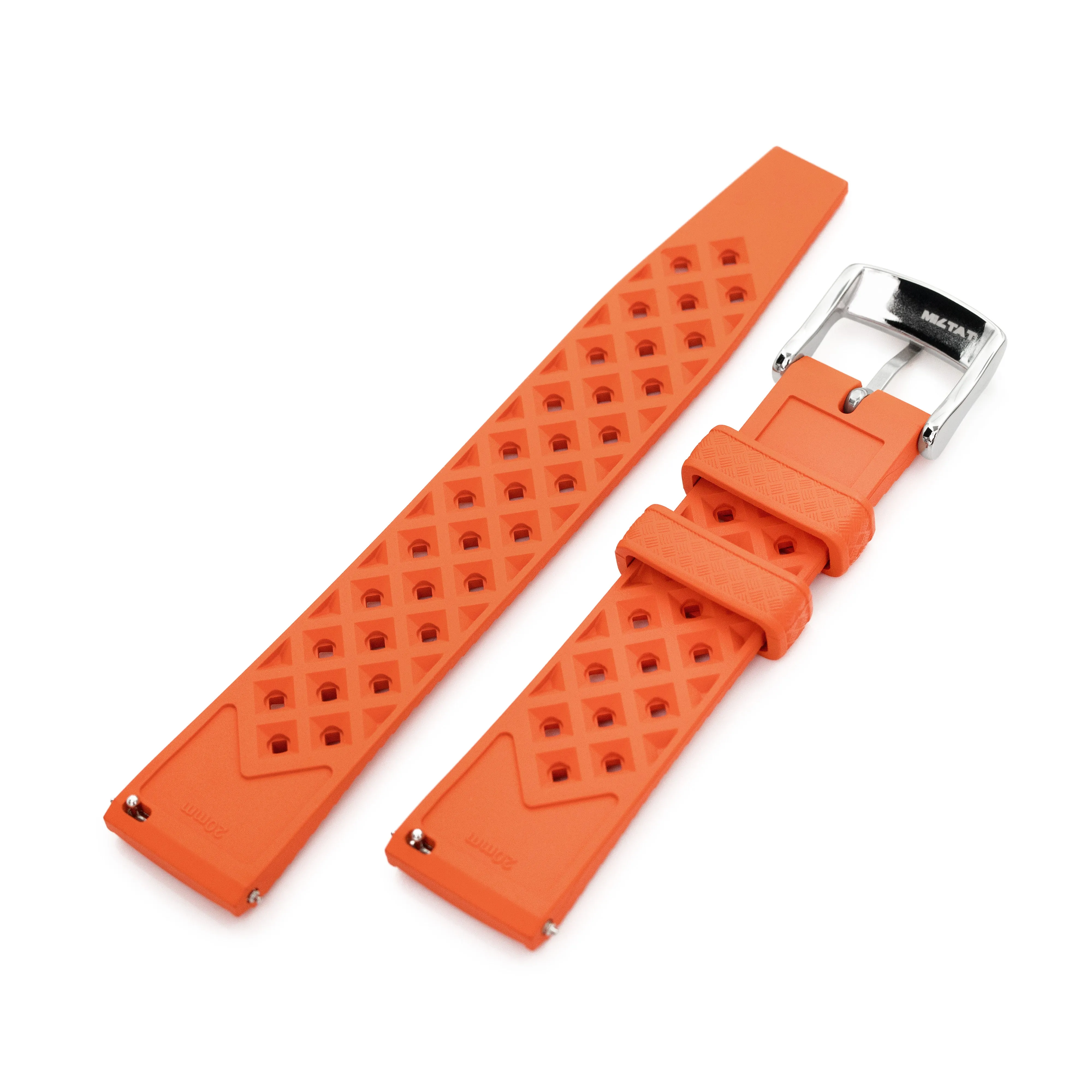 20mm Quick Release Tropical-Style FKM rubber watch strap, Orange