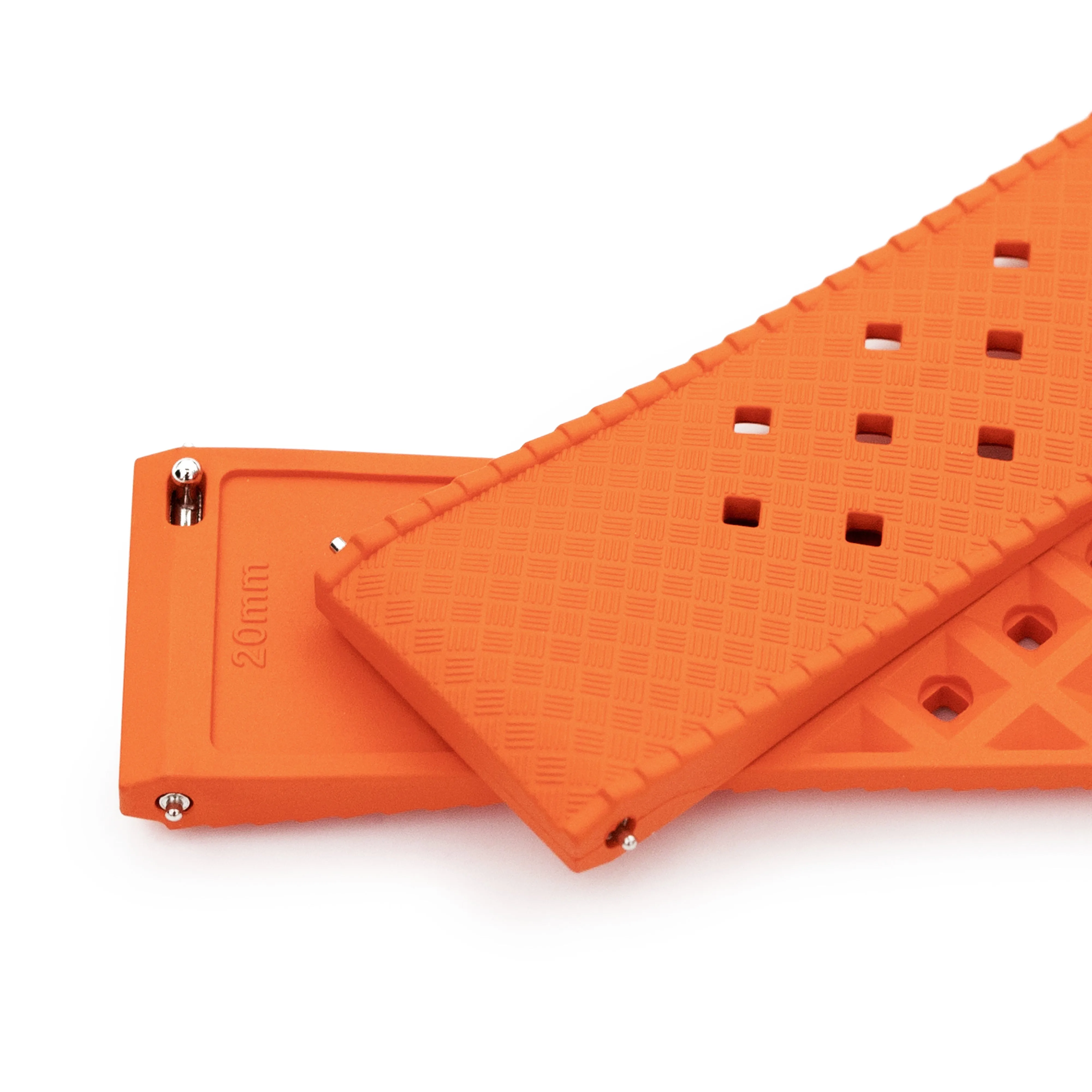 20mm Quick Release Tropical-Style FKM rubber watch strap, Orange