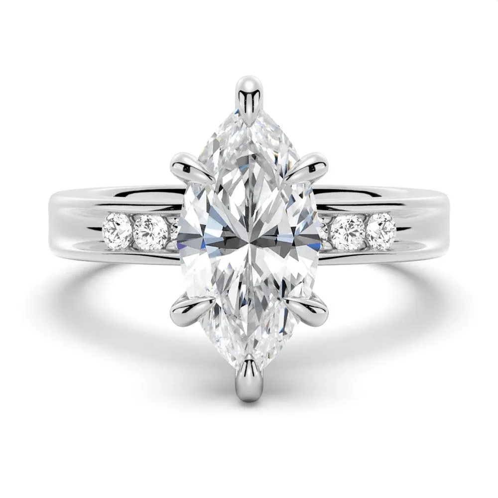 3 CT. Marquise Moissanite Engagement Ring With Accents