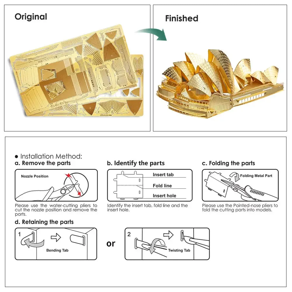 3d Metal Puzzles-sydney Opera House Building Kits Diy Jigsaw Models Brain Teaser for Adult