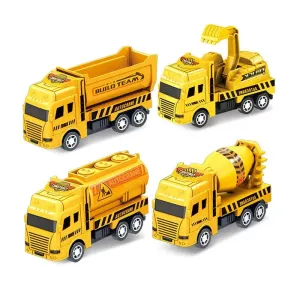 4 Pc Educational Pull Back Toy Cars for Kids Warrior Engineering Vehicle Models