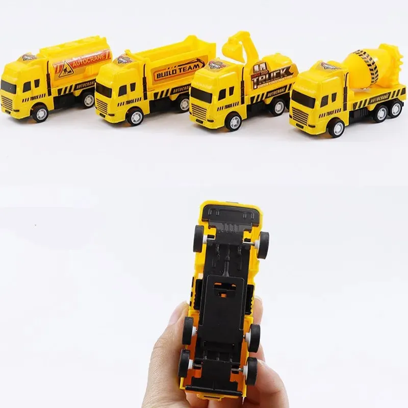 4 Pc Educational Pull Back Toy Cars for Kids Warrior Engineering Vehicle Models