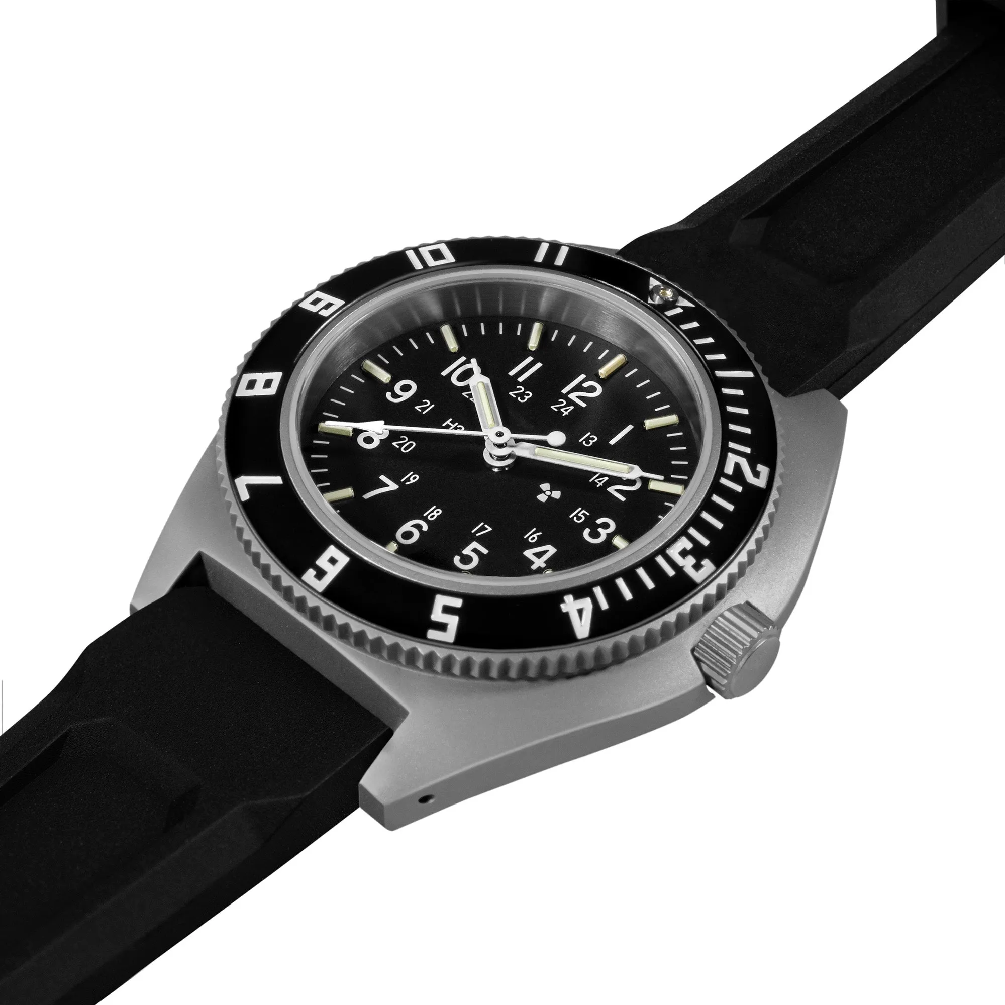 41mm Steel Navigator (SSNAV) on Black 3-Piece Rubber Strap Kit