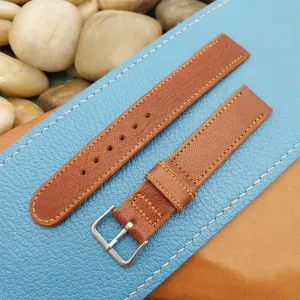 A-11 Elgin Buckle & Redwood Saddle Leather 1940s-1950s Unused Vintage Watch Band