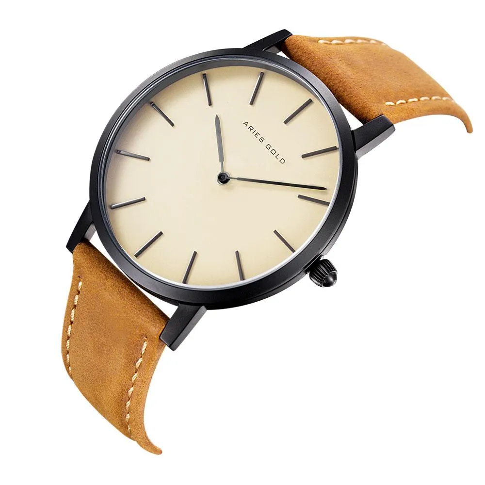 Aries Gold Urban Santos Brown Leather Strap G 1022 BK-BEI Watch