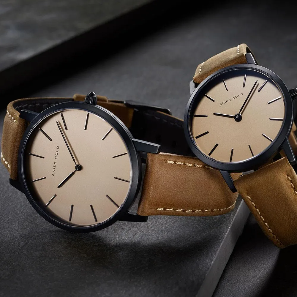 Aries Gold Urban Santos Brown Leather Strap G 1022 BK-BEI Watch