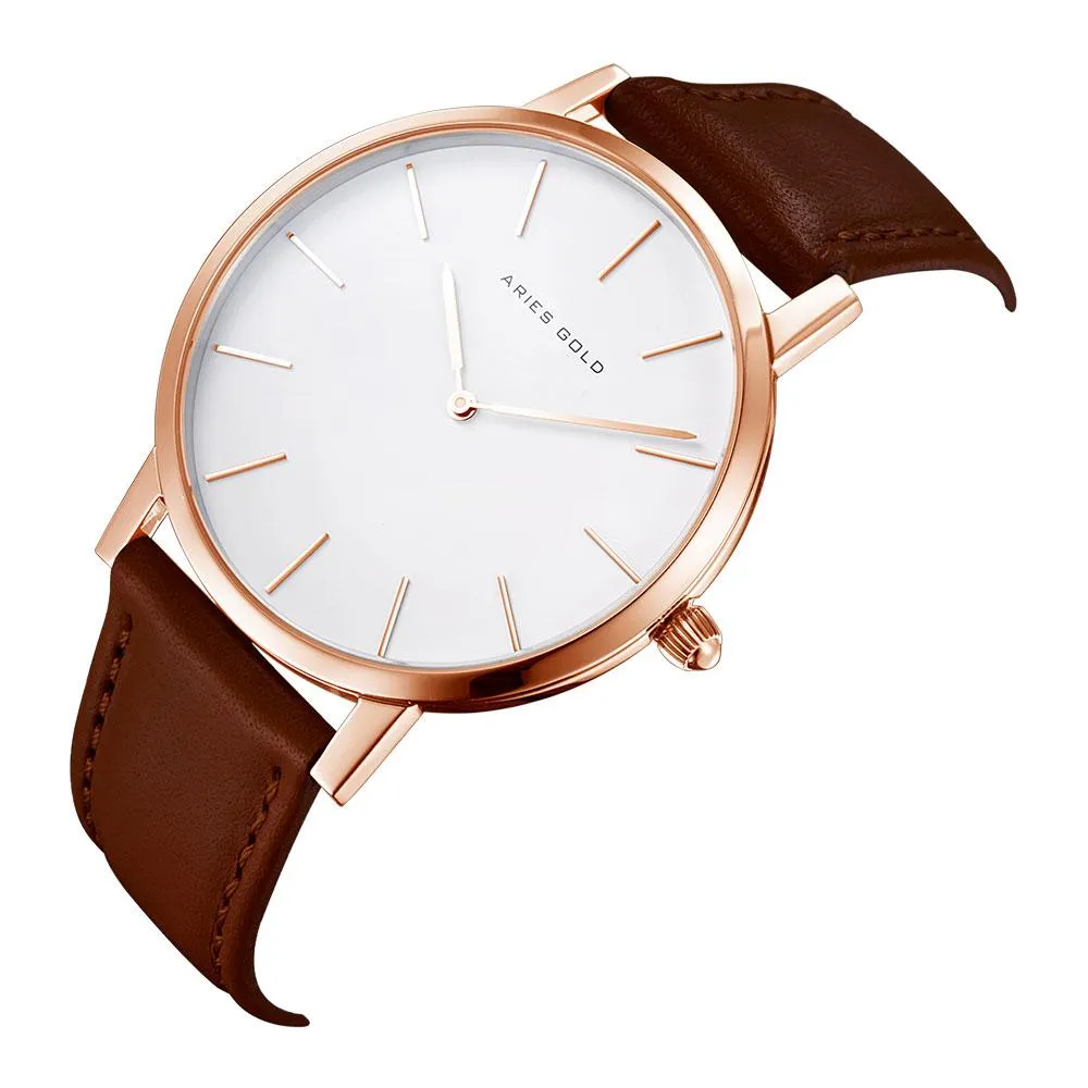 Aries Gold Urban Santos Burgundy Leather Strap G 1022 RG-W Watch
