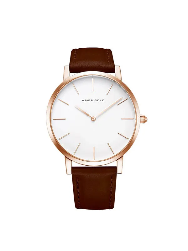 Aries Gold Urban Santos Burgundy Leather Strap G 1022 RG-W Watch