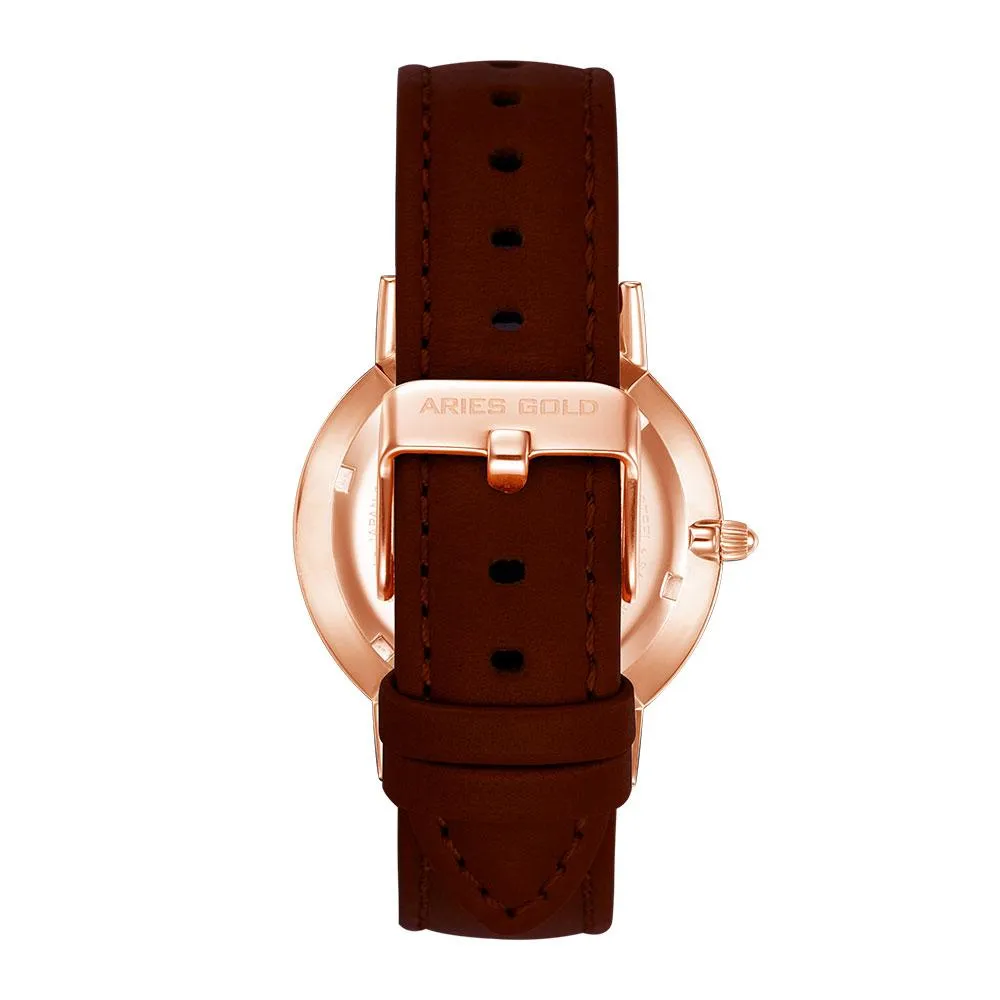 Aries Gold Urban Santos Burgundy Leather Strap G 1022 RG-W Watch