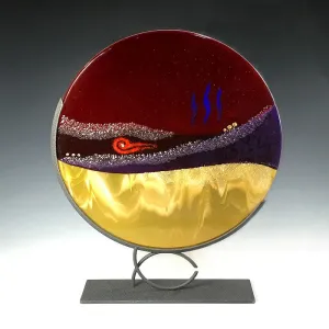 Blue Rain Sculpture in Arc Base