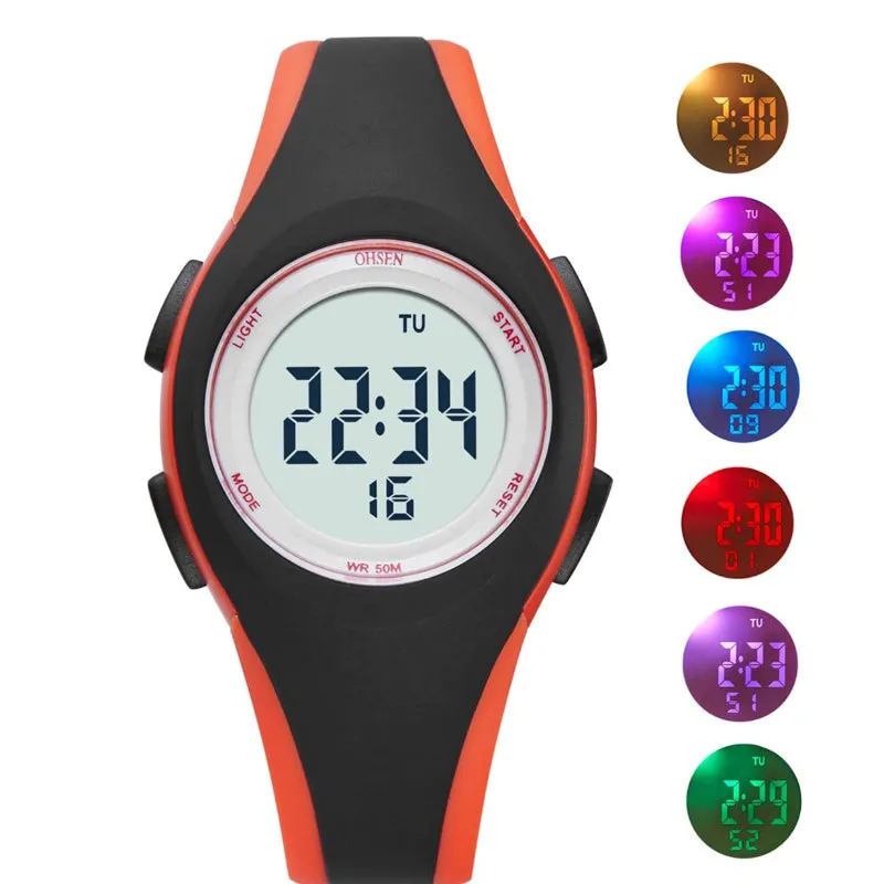 Bright Colored Waterproof Digital Sports Wristwatch For Kids